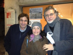 Gregory Cohen junto a Alex Zisis y Lia Maldonado en el Cine Club Universidad de Chile